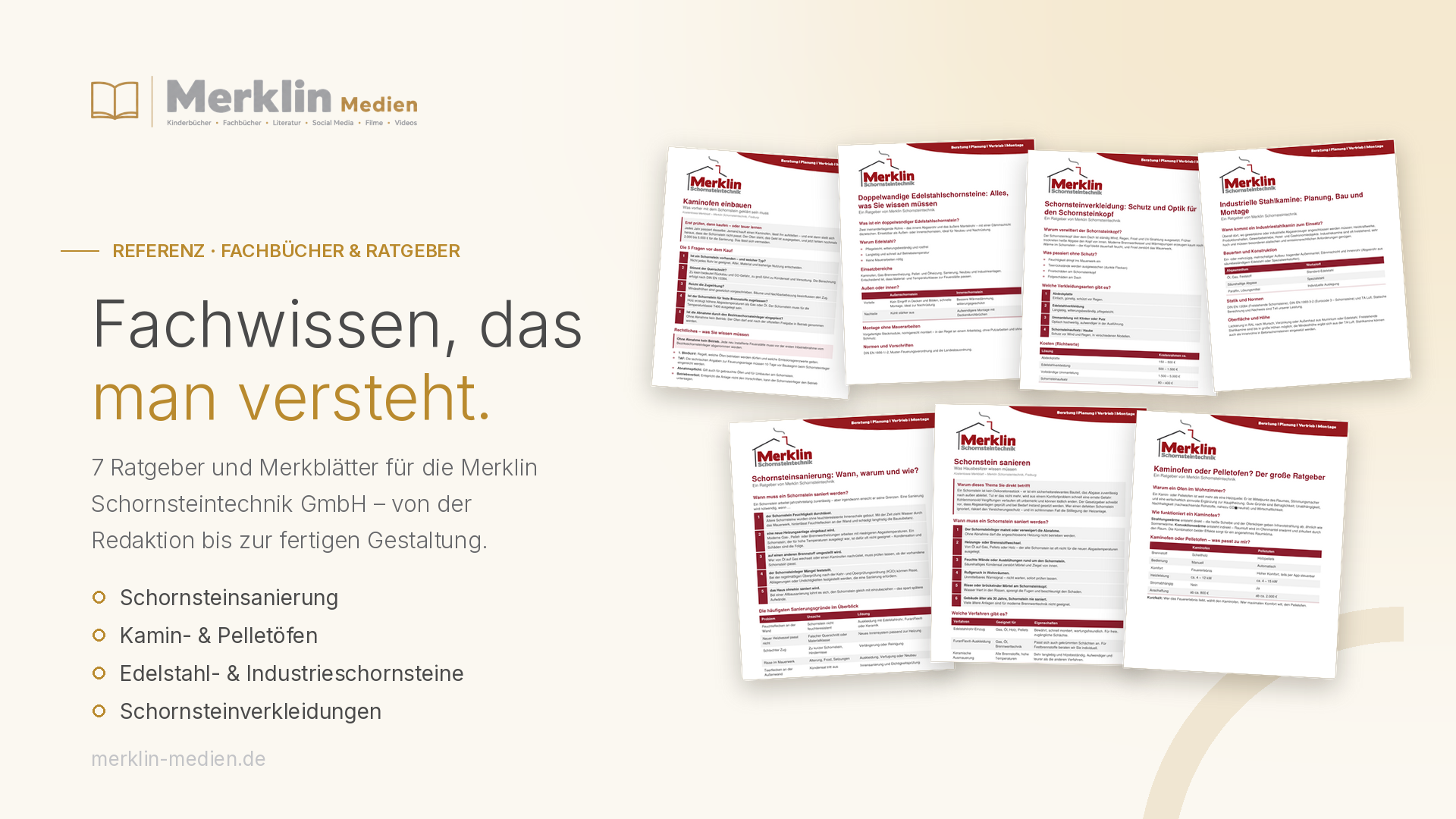 Ratgeber und Merkblätter von Merklin Medien für die Merklin Schornsteintechnik GmbH
