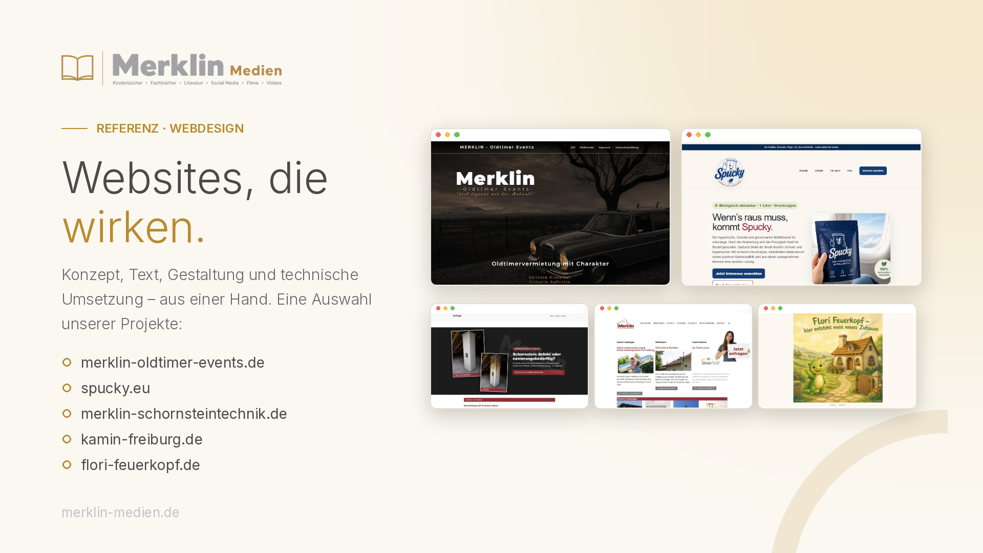 Webdesign-Referenzen von Merklin Medien: Oldtimer Events, Spucky, Merklin Schornsteintechnik, Flori Feuerkopf